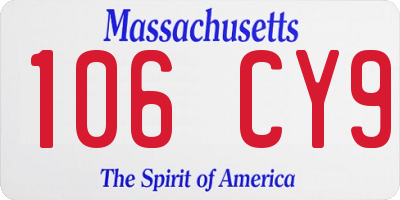 MA license plate 106CY9