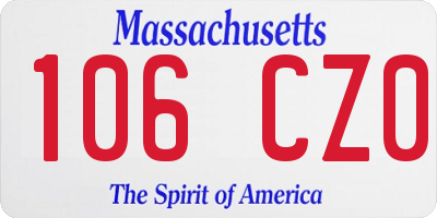 MA license plate 106CZ0