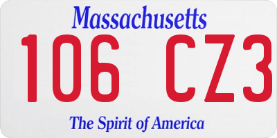 MA license plate 106CZ3