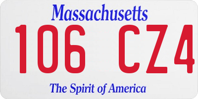 MA license plate 106CZ4