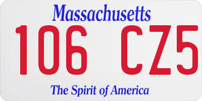 MA license plate 106CZ5