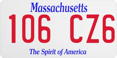 MA license plate 106CZ6
