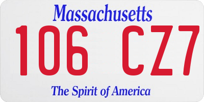 MA license plate 106CZ7