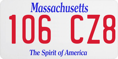 MA license plate 106CZ8