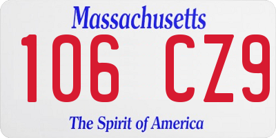 MA license plate 106CZ9