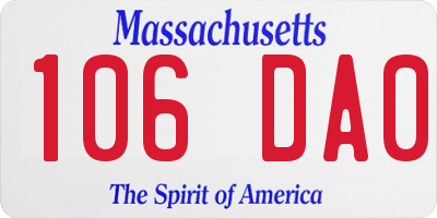 MA license plate 106DA0