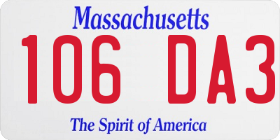 MA license plate 106DA3