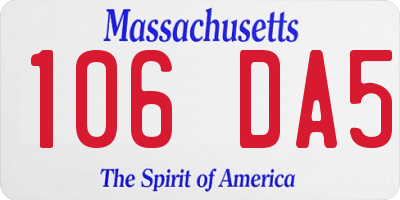 MA license plate 106DA5