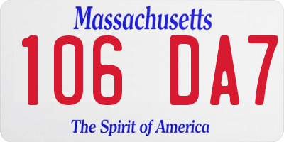 MA license plate 106DA7