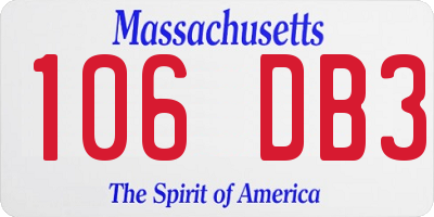 MA license plate 106DB3