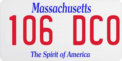 MA license plate 106DC0