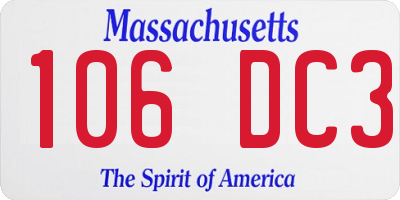 MA license plate 106DC3