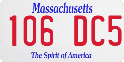 MA license plate 106DC5