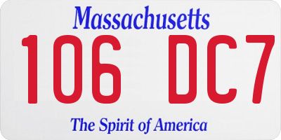 MA license plate 106DC7