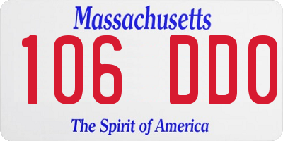 MA license plate 106DD0