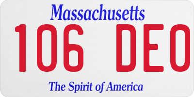 MA license plate 106DE0