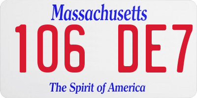 MA license plate 106DE7