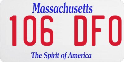 MA license plate 106DF0