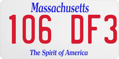 MA license plate 106DF3