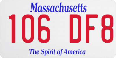 MA license plate 106DF8