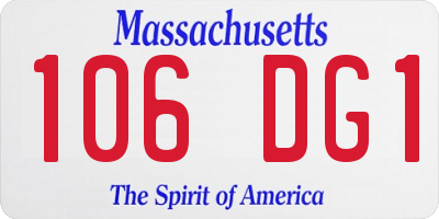 MA license plate 106DG1