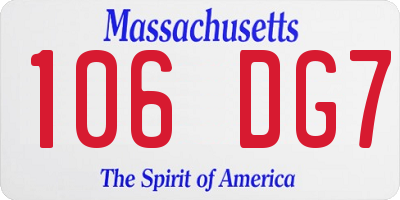 MA license plate 106DG7