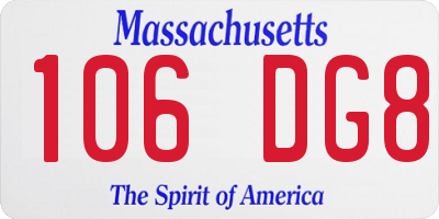 MA license plate 106DG8