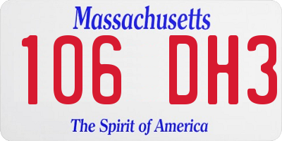 MA license plate 106DH3