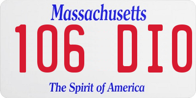 MA license plate 106DI0