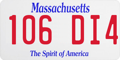 MA license plate 106DI4