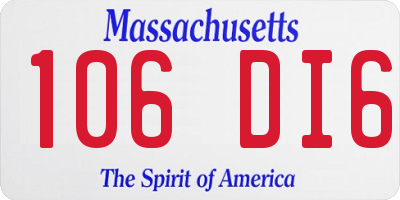 MA license plate 106DI6