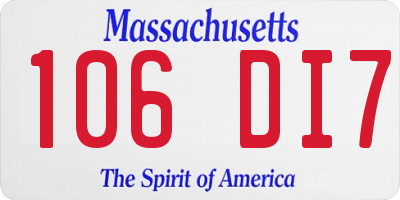 MA license plate 106DI7