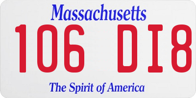 MA license plate 106DI8
