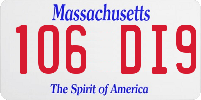 MA license plate 106DI9