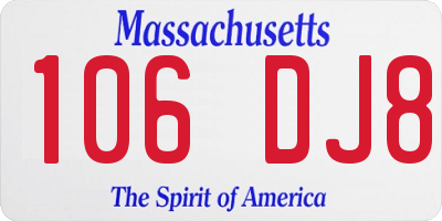 MA license plate 106DJ8