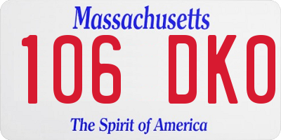 MA license plate 106DK0