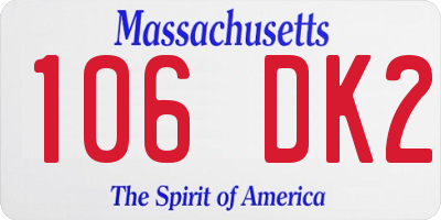 MA license plate 106DK2