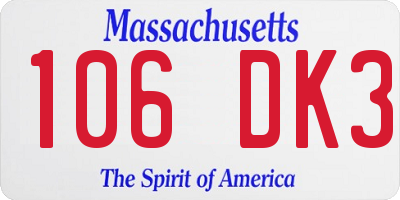 MA license plate 106DK3
