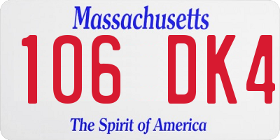 MA license plate 106DK4