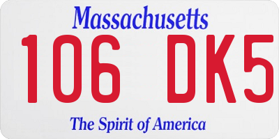 MA license plate 106DK5