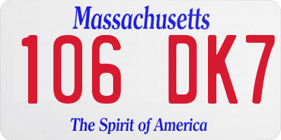MA license plate 106DK7
