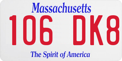 MA license plate 106DK8