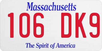 MA license plate 106DK9