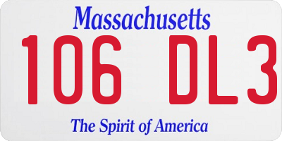 MA license plate 106DL3