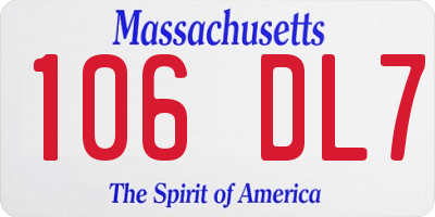 MA license plate 106DL7
