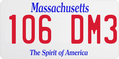 MA license plate 106DM3