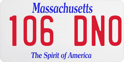 MA license plate 106DN0