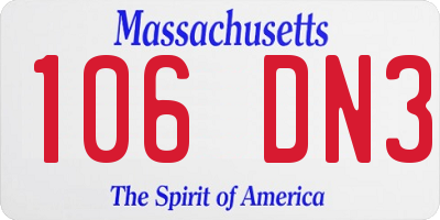 MA license plate 106DN3