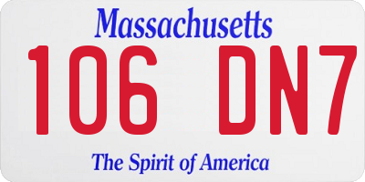 MA license plate 106DN7