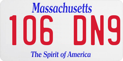 MA license plate 106DN9